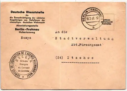 Berlin Freistempel auf Brief Dienstsache Benachrichtigung Gefallenen #KT978