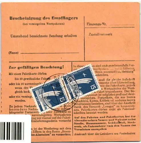 Berlin 185 u.a. auf Postkarte Paketkarte #KW025