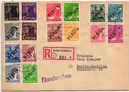 Berlin 1-16 auf Brief Kurzsatz auf Einschreiben #KW193