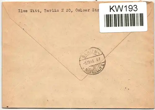 Berlin 1-16 auf Brief Kurzsatz auf Einschreiben #KW193