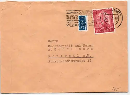 BRD Bund 175 auf Brief als Einzelfrankatur portogerecht #KW465