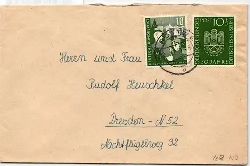 BRD Bund 163, 153 auf Brief als Mischfrankatur portogerecht #KW452