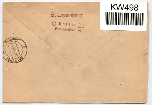 DDR 272 auf Brief als Einzelfrankatur portogerecht, Blockeinzelmarke #KW498