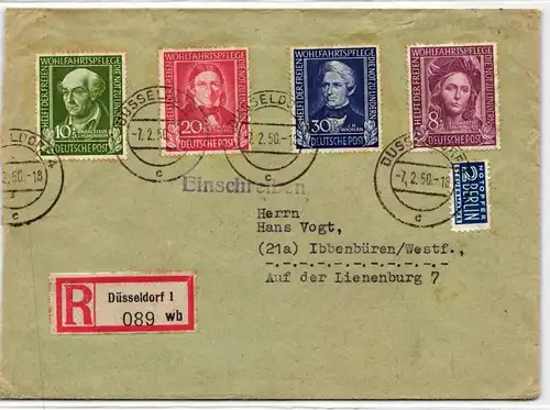 BRD Bund 117-120 auf Brief Satzbrief echt gelaufen #KW550