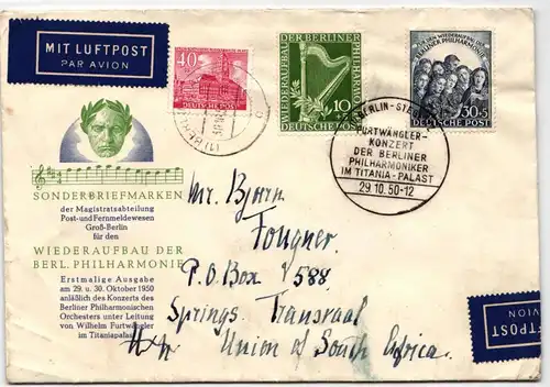Berlin 72-73 u.a. als Ersttagsbrief gelaufen nach Süd Afrika #KW568