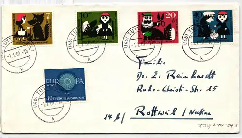 BRD Bund 340-343 auf Brief Satzbrief mit Zusatzfrankatur #KW600