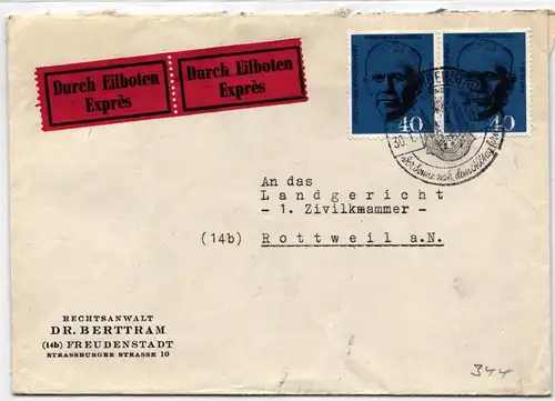 BRD Bund 344 auf Brief als Mehrfachfrankatur portogerecht #KW596