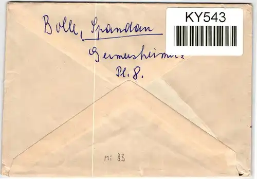 Berlin 83 auf Brief als Mehrfachfrankatur portogerecht #KY543