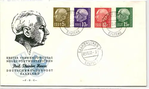 Saarland 411, 413-415 als Ersttagsbrief #KW724