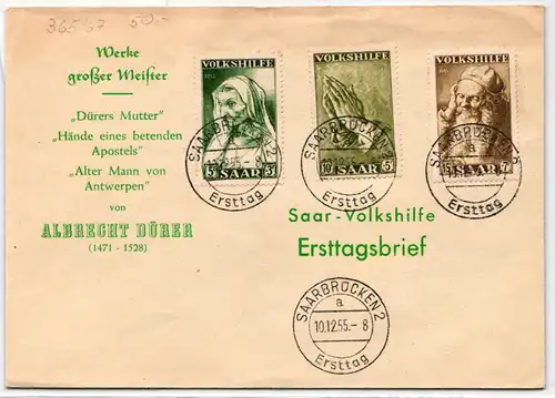 Saarland 365-367 als Ersttagsbrief #KW734