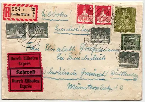 Berlin 153 u.a. auf Brief als Mischfrankatur Rohrpost Berlin #KY571