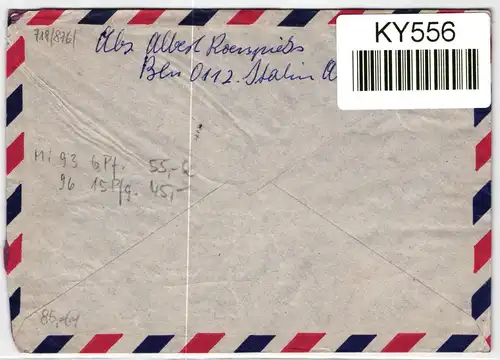 Berlin 91-93, 95-97, 99 auf Brief als Mischfrankatur portogerecht #KY556