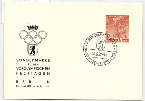 Berlin 98 als Ersttagsbrief Vorolympische Festtage #KY591
