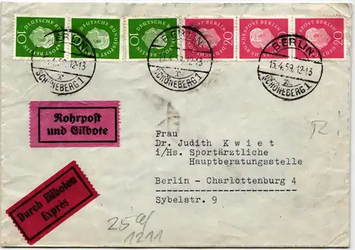 Berlin 183-184 auf Brief Rohrpost Berlin #KY889