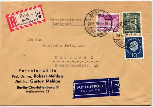 Berlin 141, 148, 185 auf Brief als Mischfrankatur portogerecht #KY839