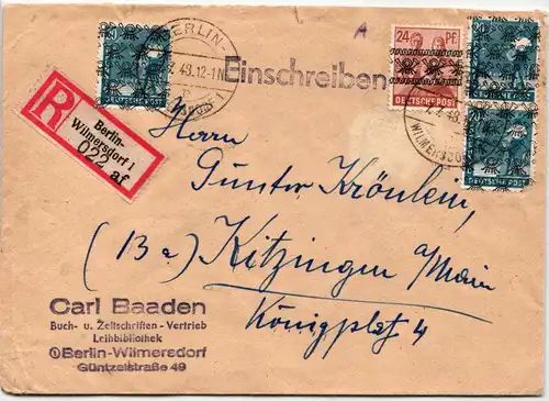 Bi-Zone 43 II, 44 I auf Brief als Mischfrankatur portogerecht #KY999