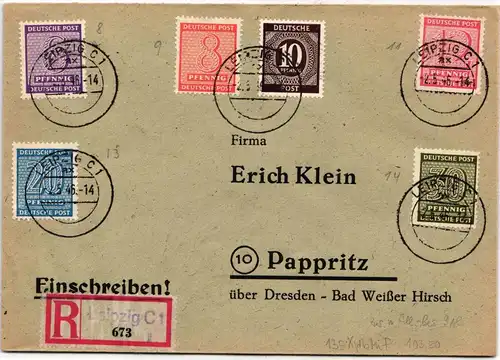 SBZ 135 u.a. auf Brief Einschreiben #KY900