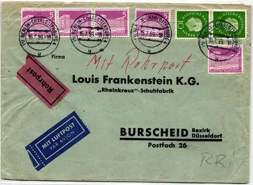 Berlin 141, 183 auf Brief als Mehrfachfrankatur Rohrpost Berlin #KY854