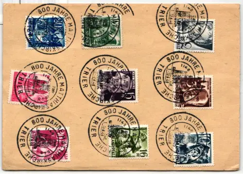 Französische Zone Rheinland-Pfalz 1-15 auf Ausstellungskarte 800 Jahre #KY912