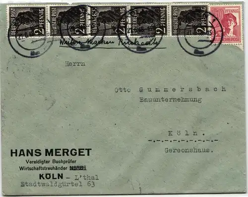 Alliierte Besetzung 956 u.a. auf Brief als Mischfrankatur 10 fach #KY984