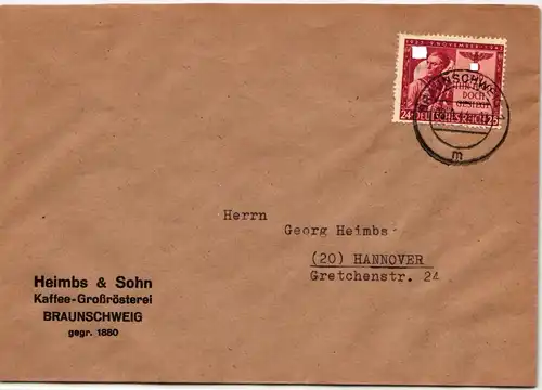 Deutsches Reich 853 auf Brief als Einzelfrankatur portogerecht #KY615