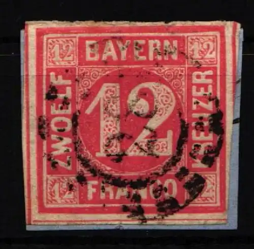Bayern 6 gestempelt auf Briefstück #KY654
