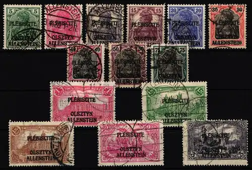 Deutsche Abstimmungsgebiete Allenstein 1-14 gestempelt #NA145