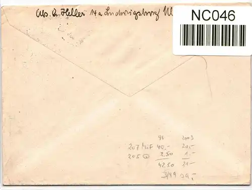 BRD Bund 205, 207 auf Brief als Mischfrankatur portogerecht #NC046