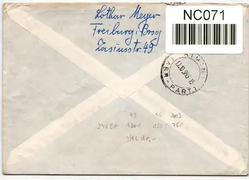 BRD Bund 246 auf Brief als Einzelfrankatur Nachporto Italien #NC071