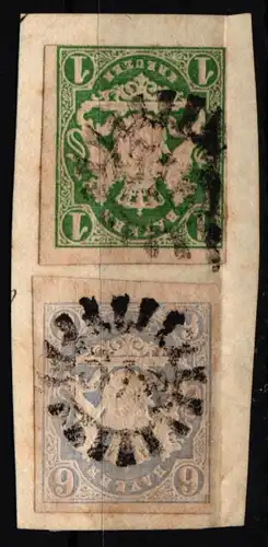 Bayern 14, 16 gestempelt auf Briefstück #NC074