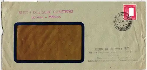 Deutsches Reich 788 auf Brief Deutsche Dienstpost Böhmen Mähren #KT609