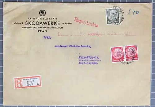 Deutsches Reich 523, 519 auf Brief Deutsche Dienstpost Böhmen Mähren #KT613