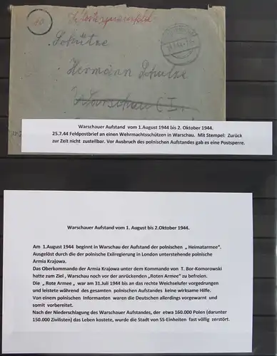 Generalgouvernement Feldpost auf Brief Warschauer Aufstand #KY528