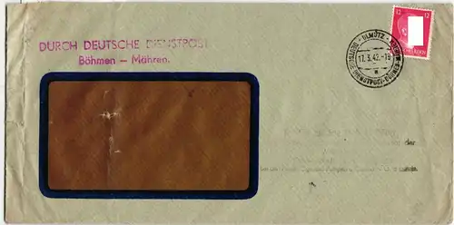Deutsches Reich 788 auf Brief Deutsche Dienstpost Böhmen Mähren #KT610