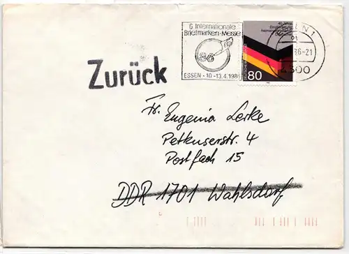 BRD Bund 1265 auf Brief Postkrieg DDR #NC500