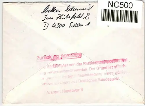 BRD Bund 1265 auf Brief Postkrieg DDR #NC500