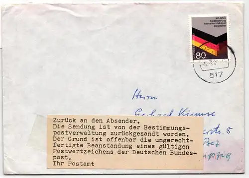 BRD Bund 1265 auf Brief Postkrieg DDR #NC499