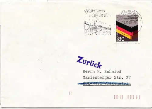 BRD Bund 1265 auf Brief Postkrieg DDR #NC503