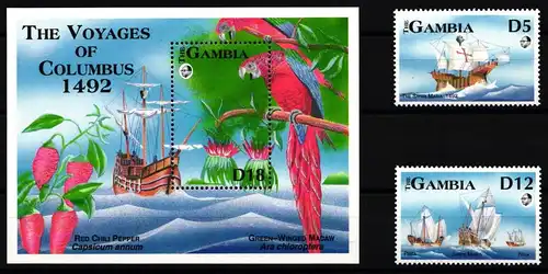 Gambia 1464 und 1465 und Block 177 postfrisch Schifffahrt #JH987