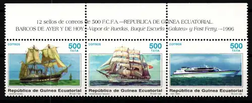 äquatorial Guinea 1826-1828 postfrisch Dreierstreifen / Schifffahrt #JH994