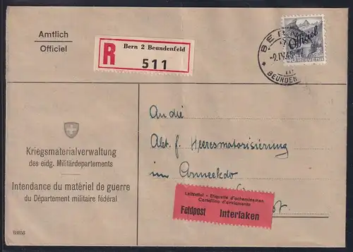 Schweiz Dienstmarken 54 auf Brief als Einzelfrankatur #NC708