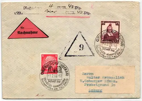Deutsches Reich 594, 517 auf Brief als Mischfrankatur portogerecht #NC796