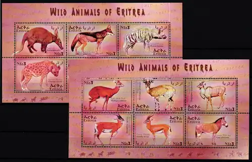 Eritrea 258-269 postfrisch als Kleinbogen, Wildtiere #JW033
