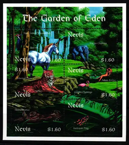 Nevis 1674-1679 postfrisch als Kleinbogen, Garten Eden #JW075