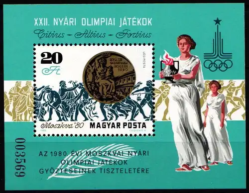 Ungarn Block 145 I postfrisch Olympiade Moskau #JW119