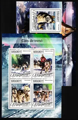 Mosambik 8619-8622 und Block 1164 postfrisch Kleinbogen / Hunde #KC163
