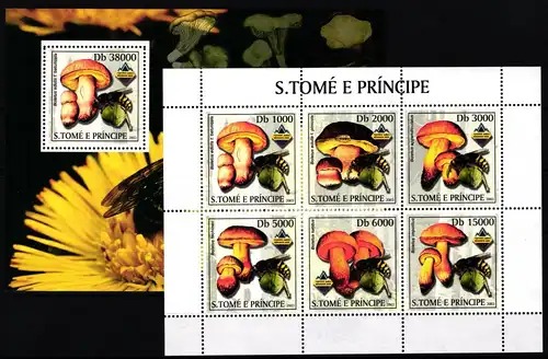 Sao Tome e Principe 2001-2006, Block 427 postfrisch Kleinbogen / Pilze #KC251