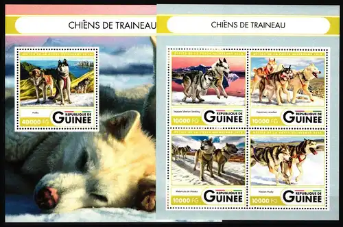 Guinea 11946 -11949 und Block 2685 postfrisch Kleinbogen / Hunde #KC161