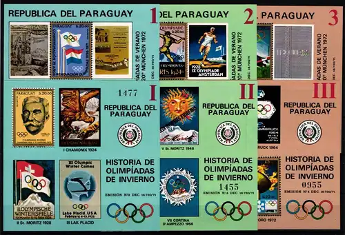 Paraguay Block 182-187 postfrisch Olympische Spiele #KC355