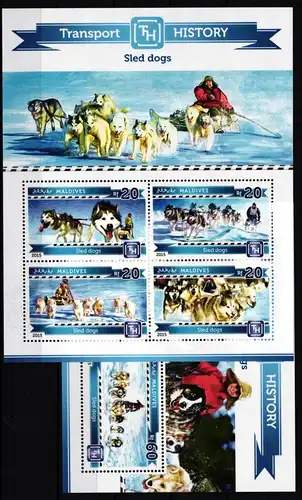 Malediven 5535-5538 und Block 770 postfrisch Kleinbogen / Hunde #KC304